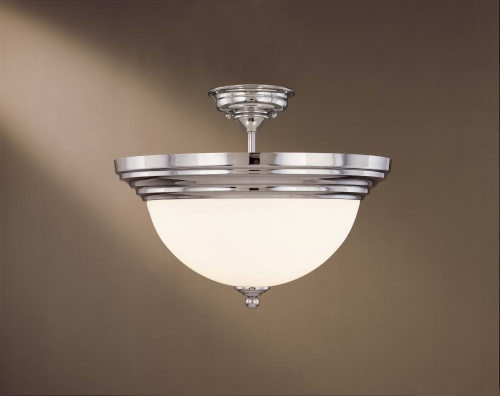 Three Light Chrome Bowl Semi-Flush Mount