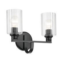  55225BKFLU - Gioe 14.25" 2-Light Vanity Light with Clear Fluted Glass in Black