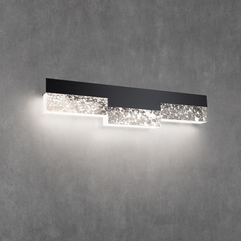 Chandler 27in LED 3000K/3500K/4000K 120V-277V Bath Vanity & Wall Light in Black with Optic Haze Qu