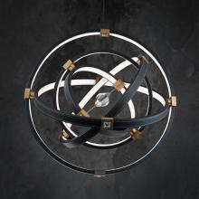 Schonbek Beyond BPD45236-BK/AB - Atomic 36in LED 3000K/3500K/4000K 120V-277V Pendant in Black Leather - Aged Brass with Clear Optic