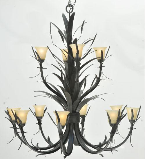 52" Wide Flowering Wheat 12 LT Chandelier