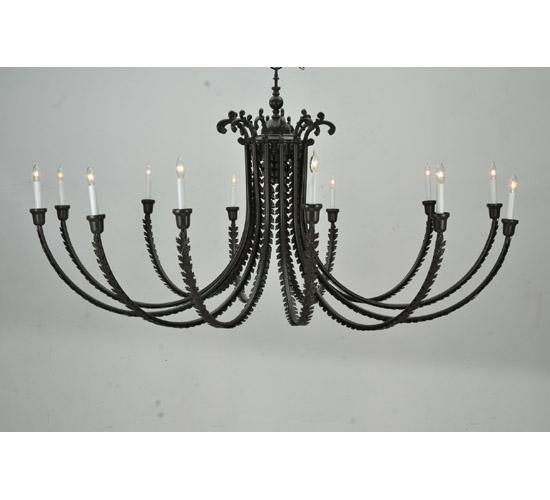 80"W Oak Bough 12 LT Chandelier