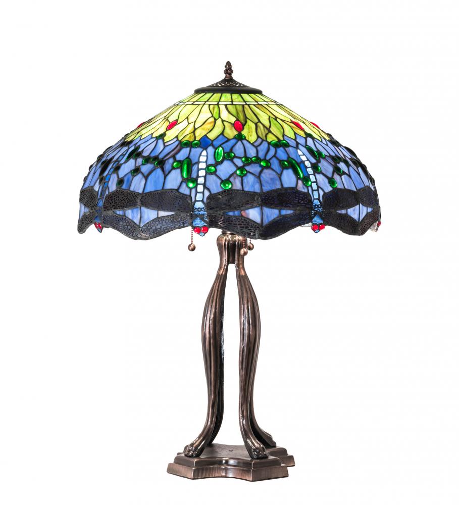 33" High Tiffany Hanginghead Dragonfly Table Lamp