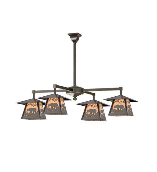 32"W Stillwater Bear at Dawn 4 LT Chandelier