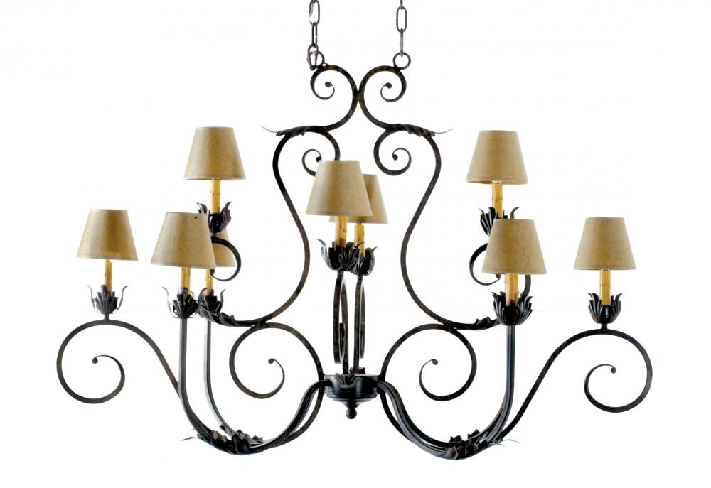 48" Long Claire 10 Light Oblong Chandelier