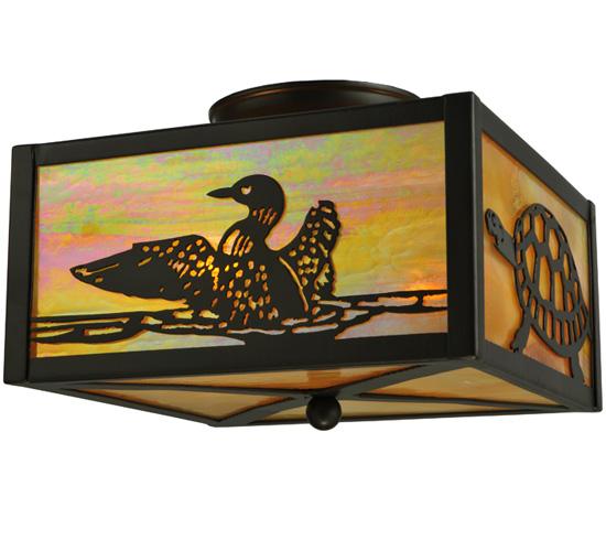 10"Sq Loons & Turtles Flushmount