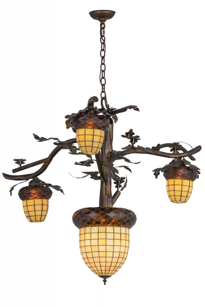 48" Wide Acorn Branch 4 Light Chandelier