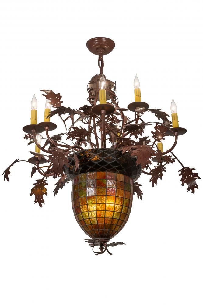 34" Wide Greenbriar Oak 9 Arm Chandelier