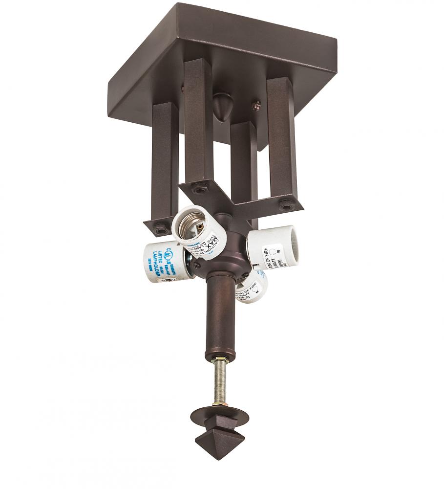 6" Square Mahogany Bronze 4 Light Flushmount Hardware