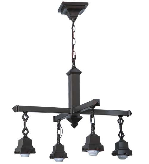 24"W Mission Mahogany Bronze 4 LT Chandelier Hardware