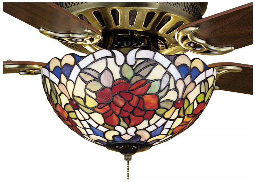 12"W Renaissance Rose Fan Light Fixture