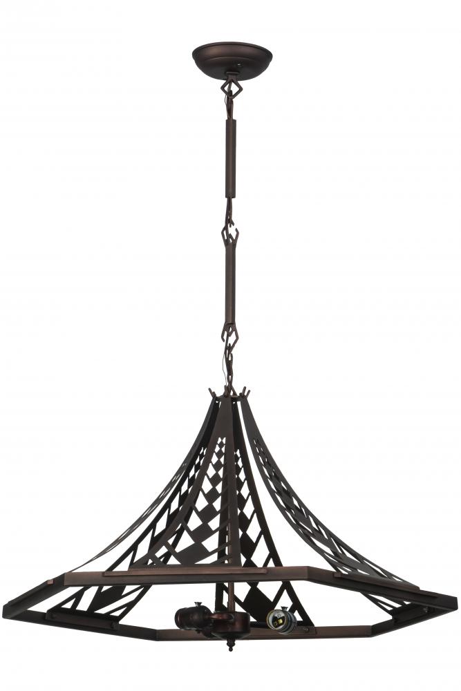 28"W Mahogany Bronze 3 LT Inverted Pendant Hardware