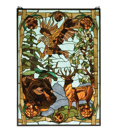 25"W X 35"H Wilderness Stained Glass Window