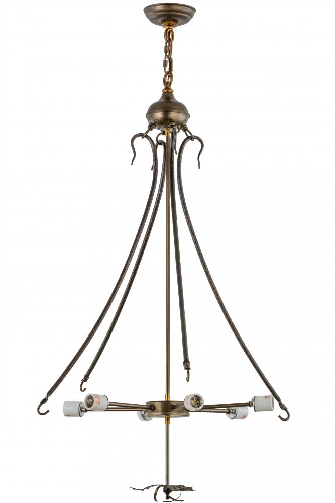 40" Wide Antique Copper 6 LT Inverted Pendant Hardware