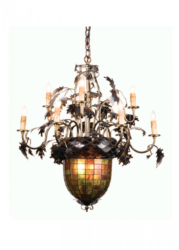 34"W Greenbriar Oak 9 LT Chandelier