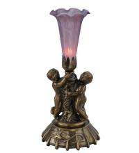 Meyda Green 11642 - 12" High Lavender Pond Lily Twin Cherub Mini Lamp