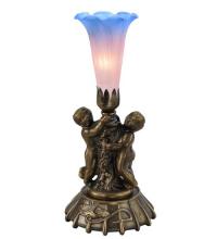 Meyda Green 12454 - 12" High Pink/Blue Pond Lily Twin Cherub Mini Lamp