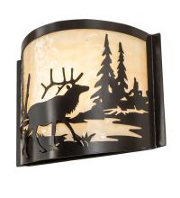 Meyda Green 246142 - 12" Wide Elk at Lake Wall Sconce