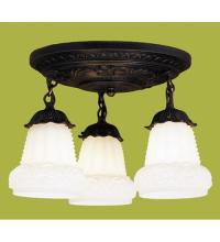  30543 - 12" Wide White Puffy Rose 3 Light Semi-Flushmount