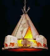 Meyda Green 50156 - 20"W Teepee w/ Buffalo Pendant