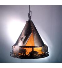 Meyda Green 98741 - 36" Wide Teepee w/ Buffalo Pendant