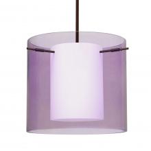  1TT-A18407-BR-L - Besa Stem Pendant Pahu 12 Bronze Transparent Amethyst 1x100W Medium Base, 15Ft. Cord