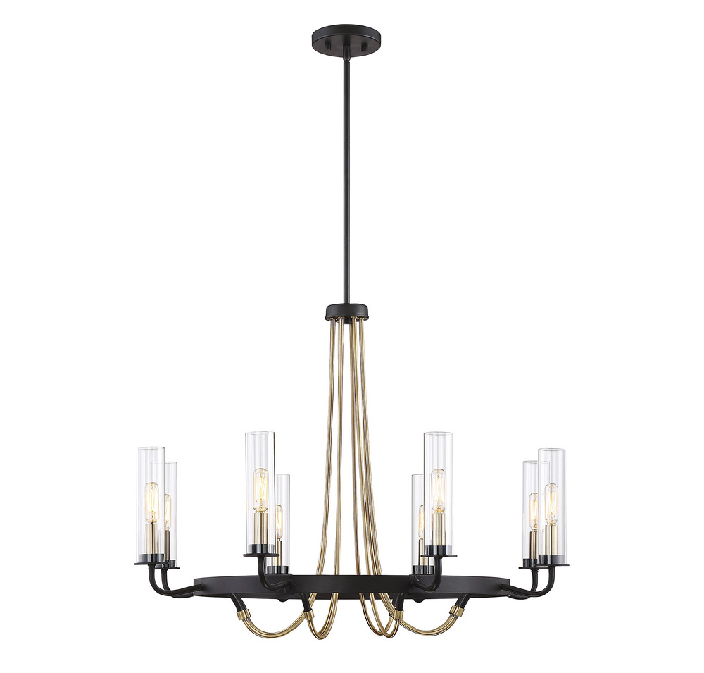 Kearney 8-Light Chandelier in Vintage Black with Warm Brass