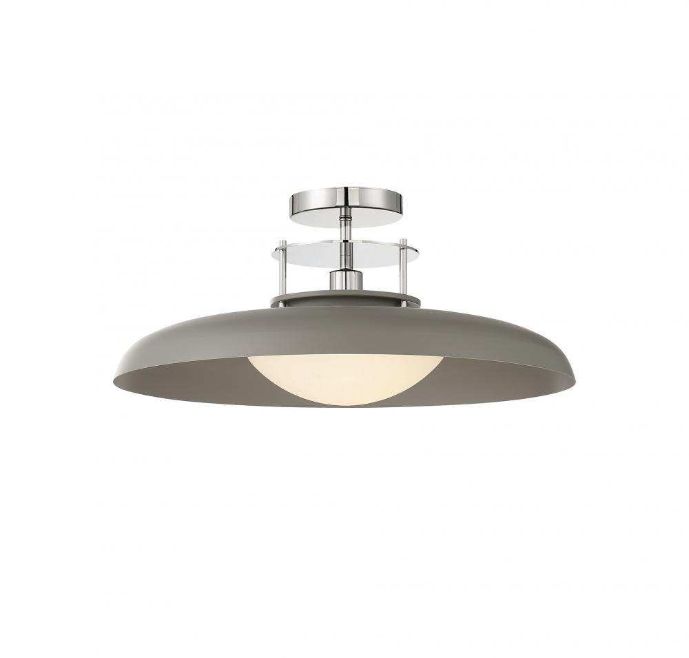 Gavin 1-Light Ceiling Light in Gray with Polished Nickel Accents