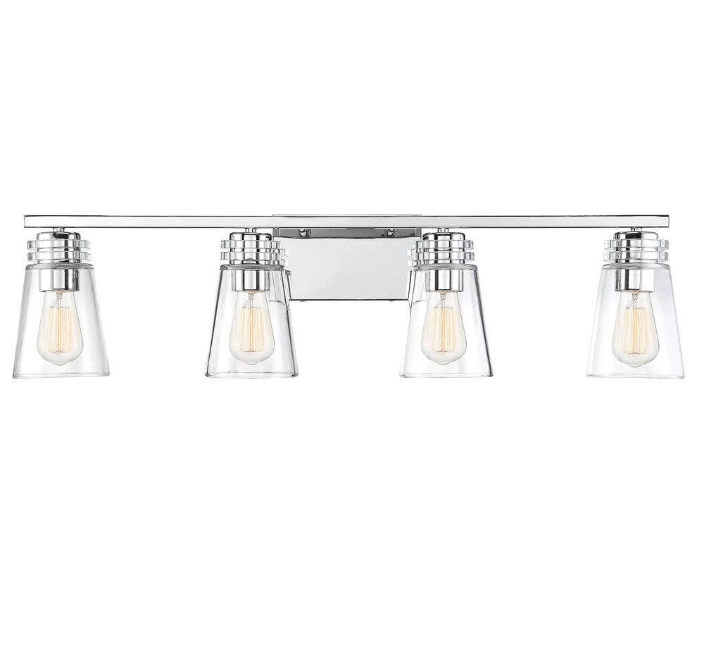 Brannon 4-Light Bathroom Vanity Light in Polished Nickel