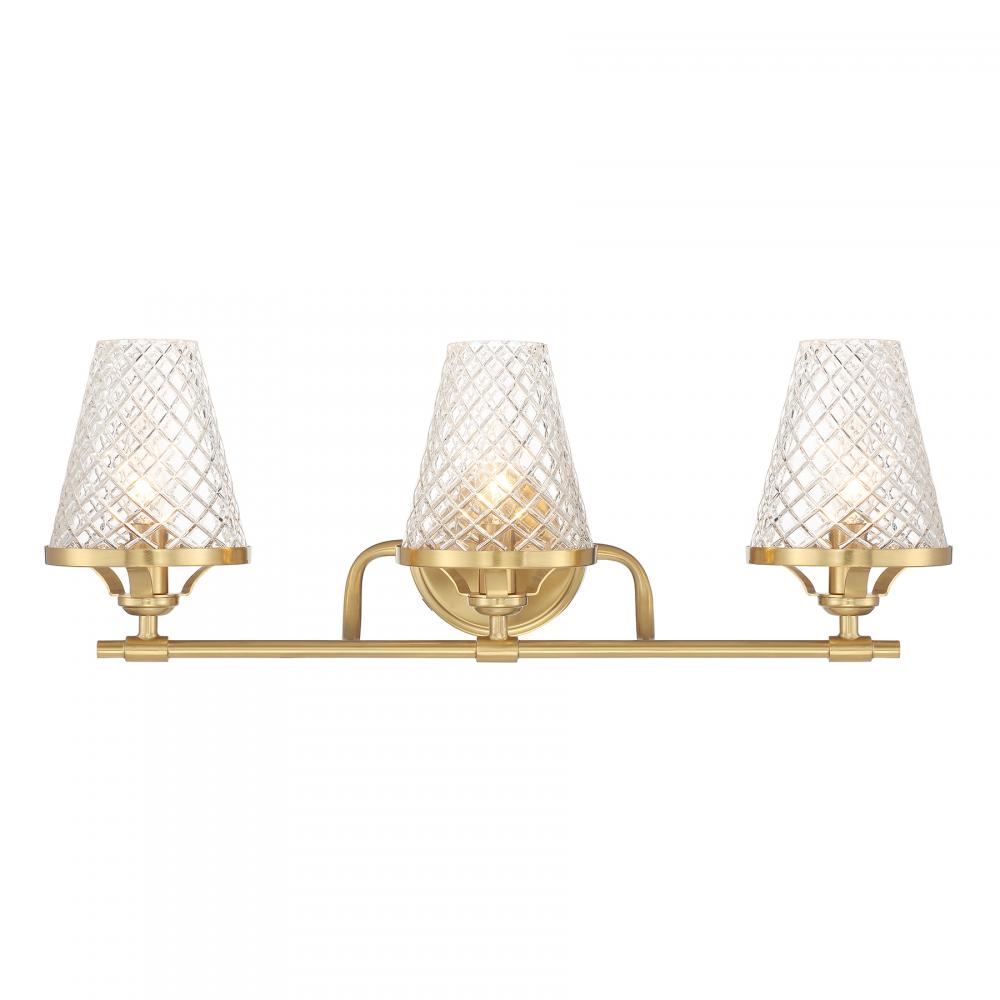 Candler 3-Light Bathroom Vanity Light in Warm Brass