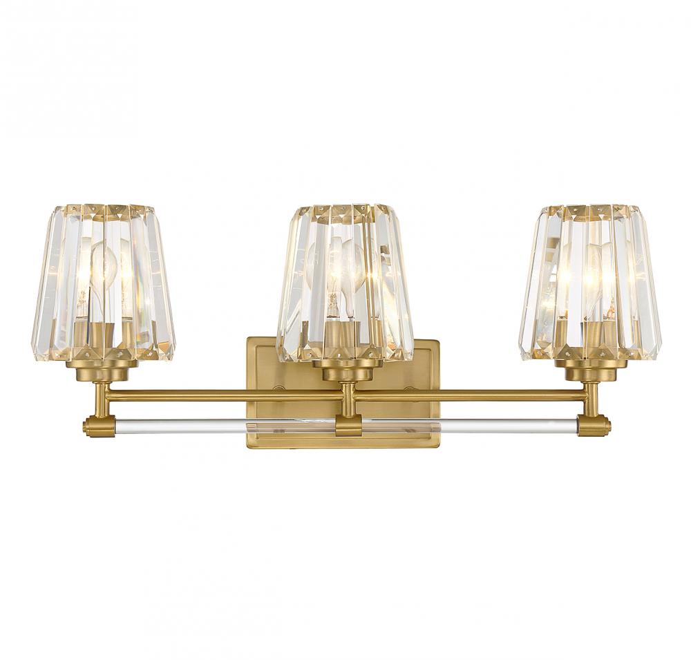 Garnet 3-Light Bathroom Vanity Light in Warm Brass