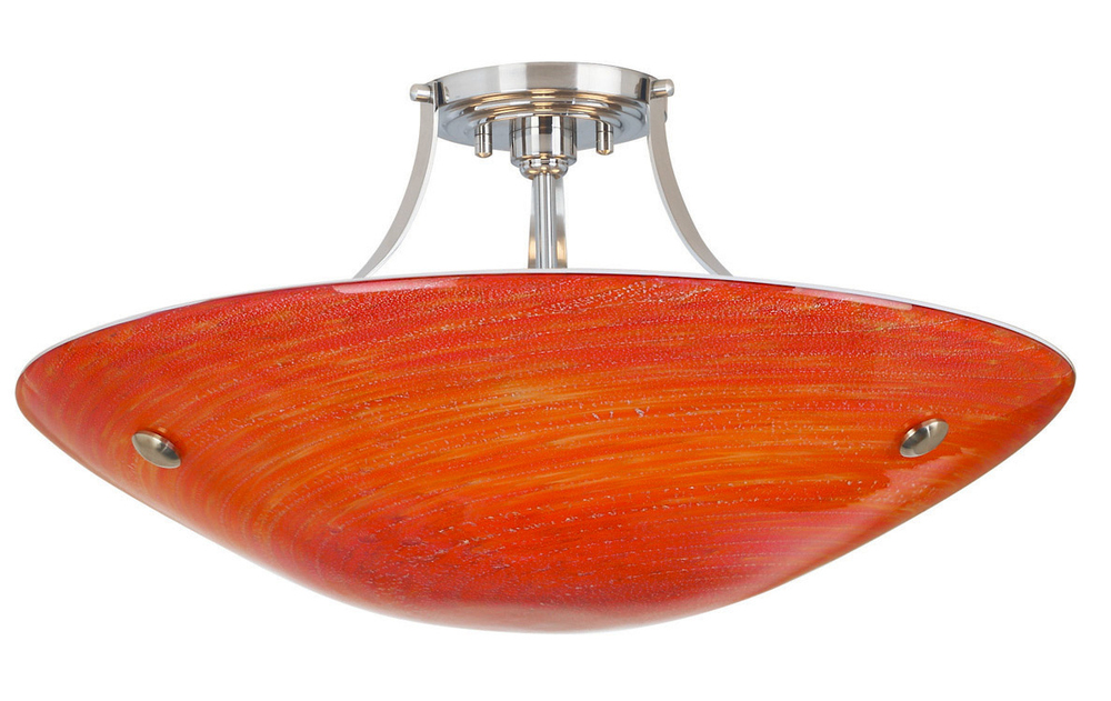 Ceiling Neptune Grande Red Satin Nickel E26 Incandescent 3x60W