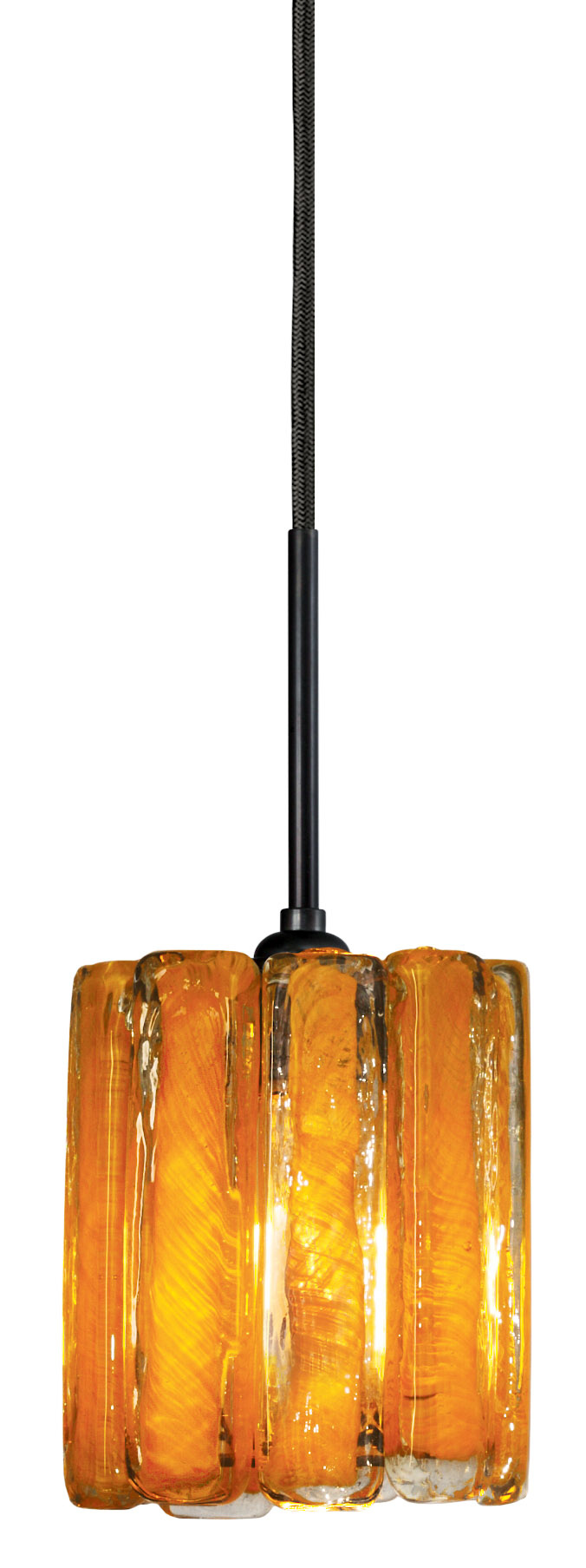 Pendant Xylo Amber Glass Bronze Orange Cord 120v 60W Retro Edison