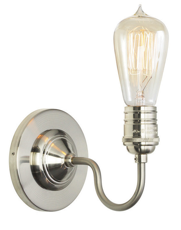 Wall Sconce Retro Satin Nickel E26 Edison Bulb 60W