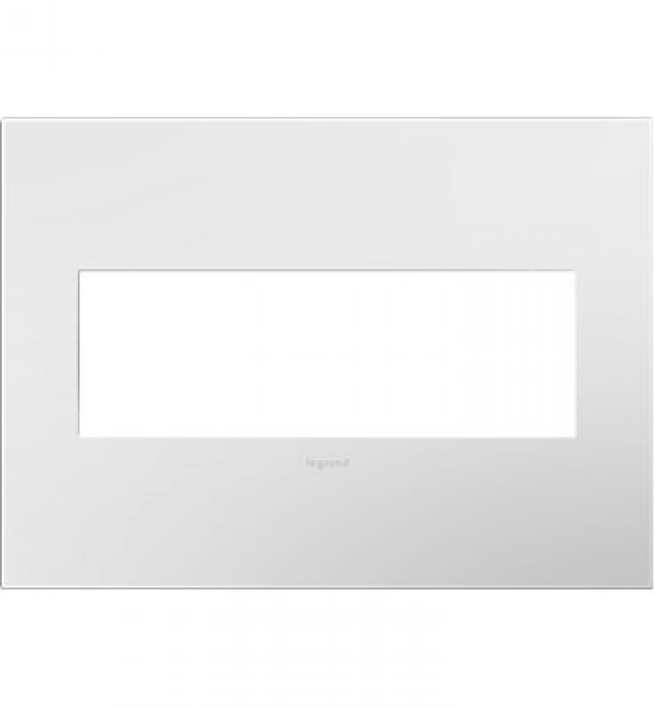 Adorne® Gloss White-on-White Three-Gang Screwless Wall Plate with Microban®