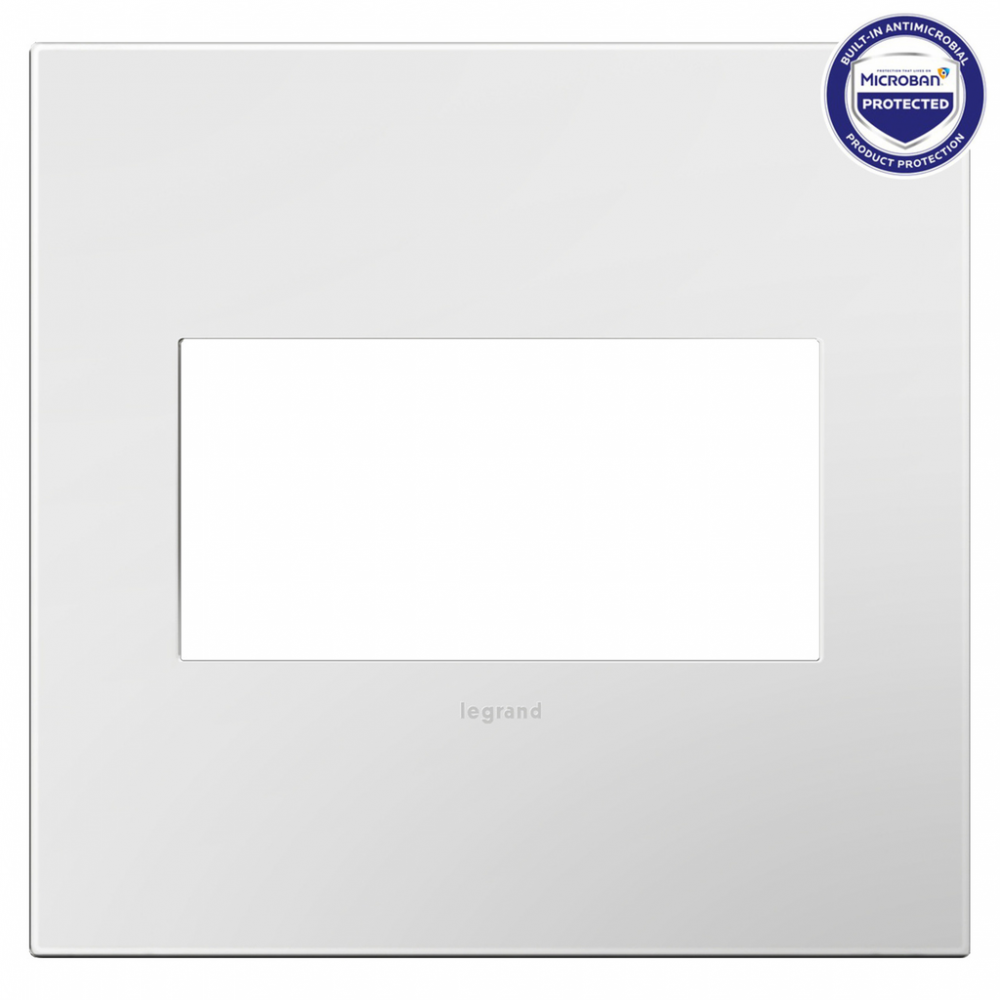 adorne® Matte White Two-Gang Screwless Wall Plate with Microban®