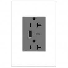 Legrand ARTRUSB206ACM4 - Adorne® 20A Tamper-Resistant Ultra-Fast USB Type-A/C Outlet, Magnesium