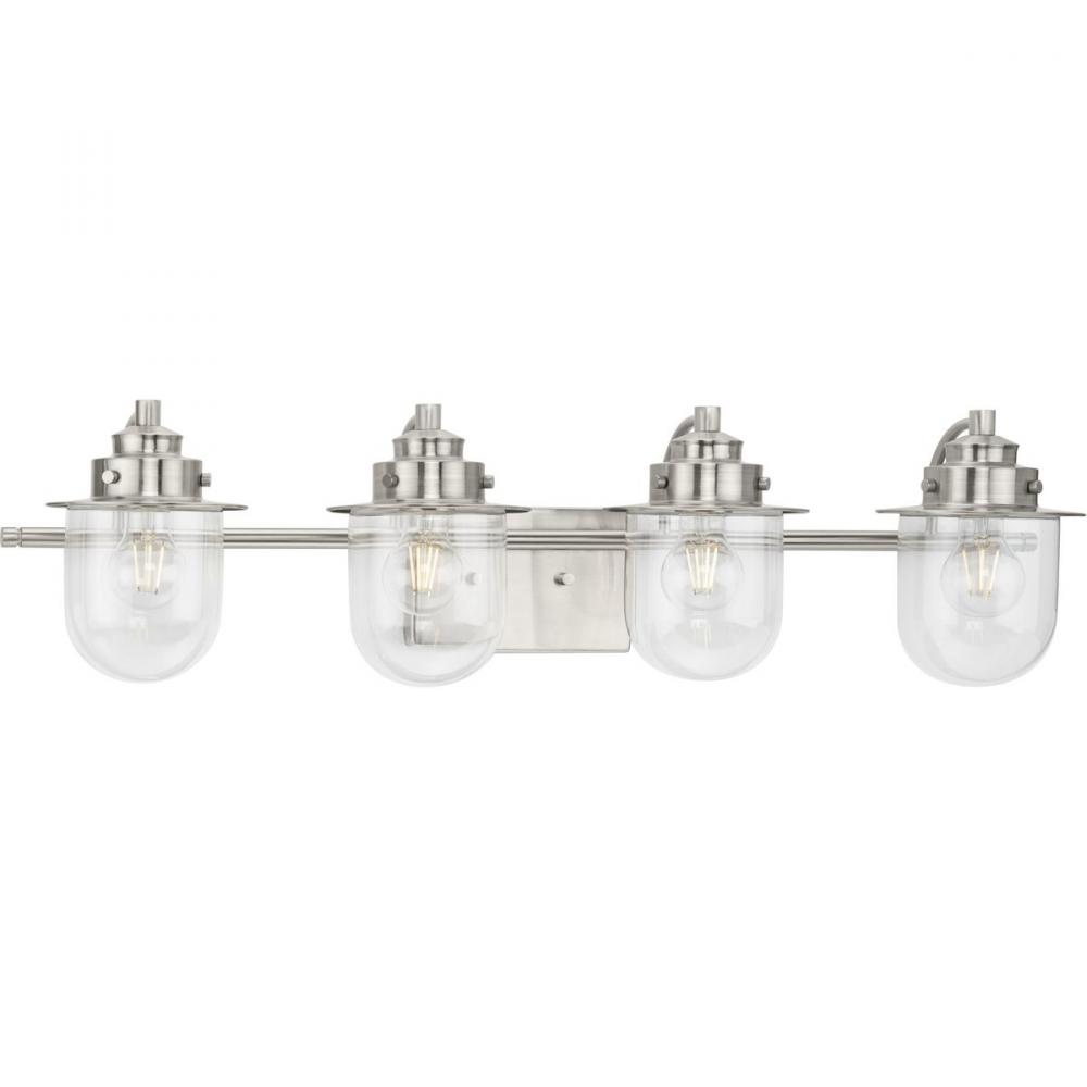 Northlake Collection Four-Light Brushed Nickel Clear Glass Transitional Bath Light