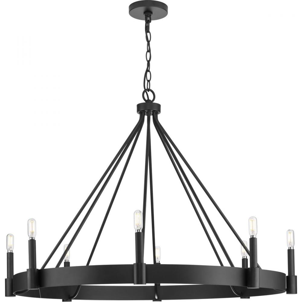 Breckenridge Collection Eight-Light Matte Black Rustic Farmhouse Chandelier