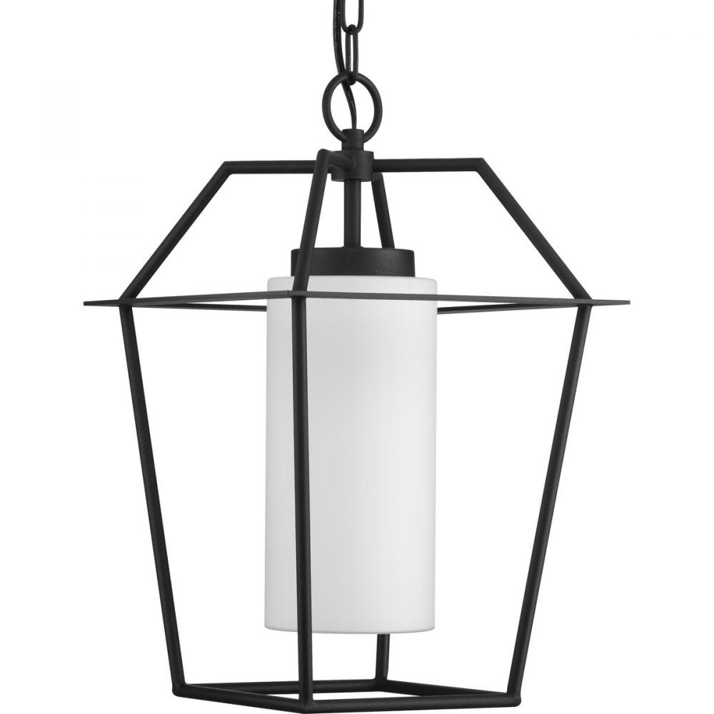 Chilton Collection One-Light New Traditional Textured Black Etched Opal Glass Outdoor Hanging Light