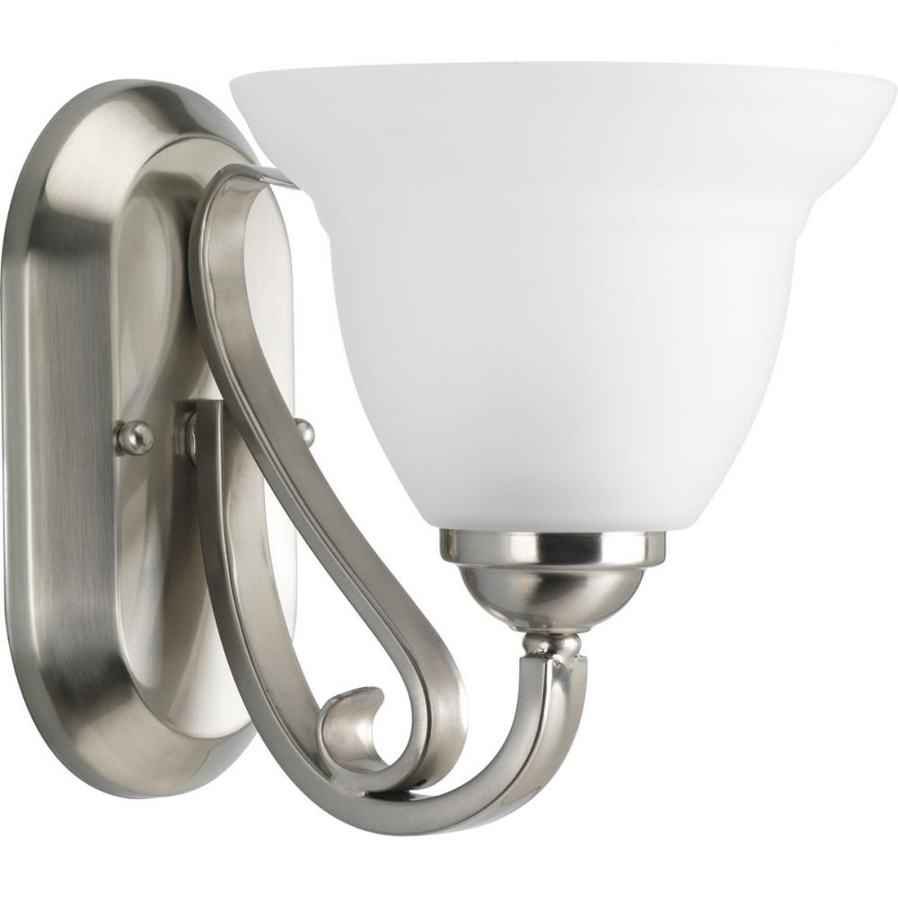 Torino Collection One-Light Brushed Nickel Etched Glass Transitional Bath Vanity Light
