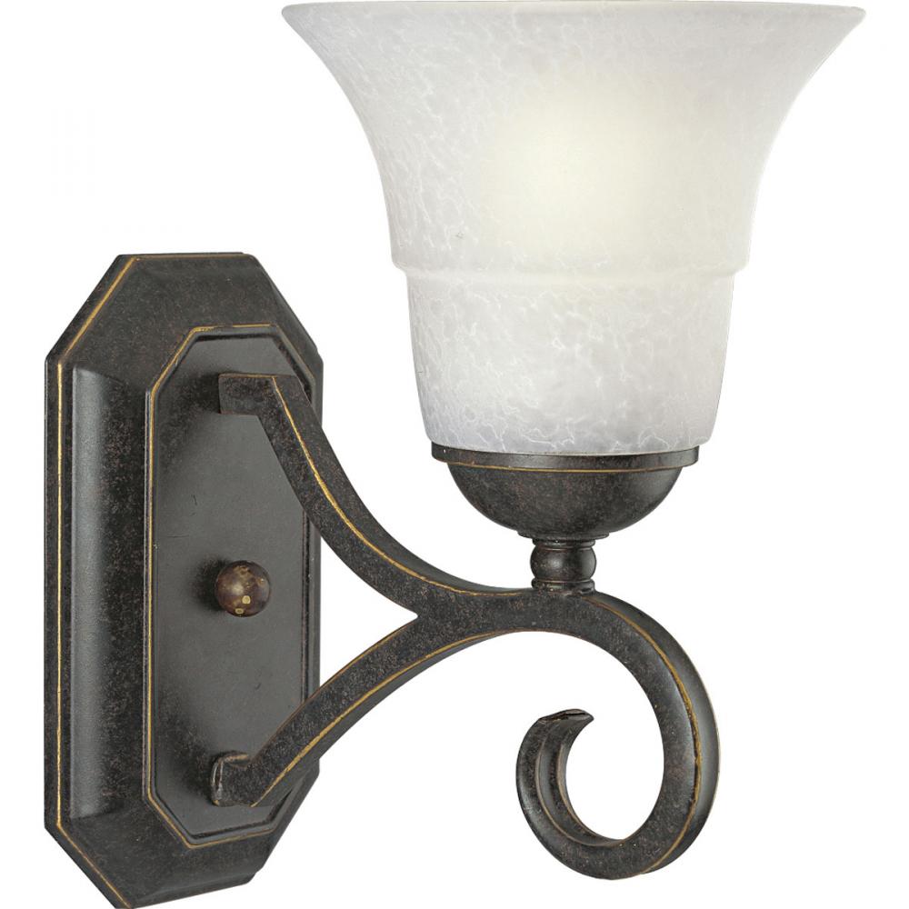 One Light Espresso Etched Watermark Glass Bathroom Sconce
