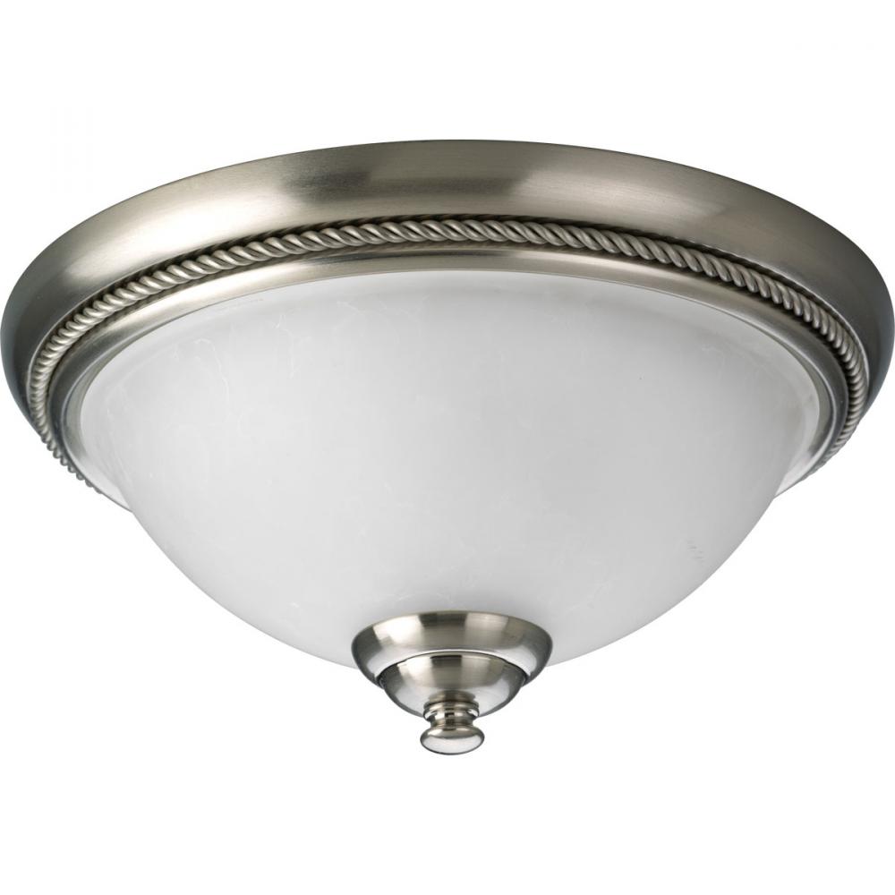 One Light Brushed Nickel Etched Watermark Glass Bowl Flush Mount