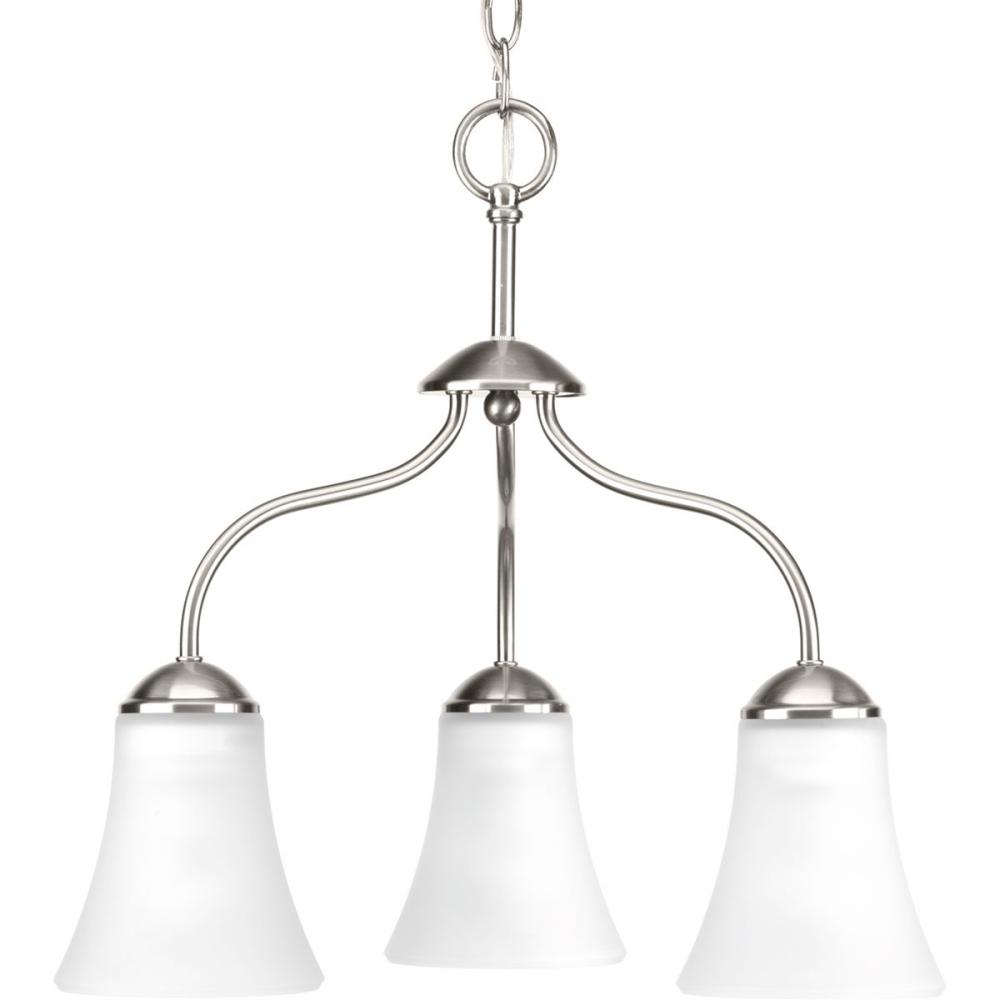Classic Collection Three-Light Brushed Nickel Etched Glass Traditional Chandelier Light
