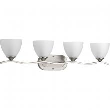 Progress P300098-009 - Laird Collection Four-Light Brushed Nickel Etched Glass Traditional Bath Vanity Light