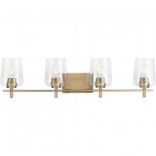  P300363-163 - Calais Collection Four-Light New Traditional Vintage Brass Clear Glass Bath Vanity Light