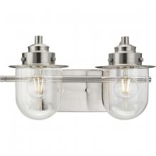 Progress P300435-009 - Northlake Collection Two-Light Brushed Nickel Clear Glass Transitional Bath Light
