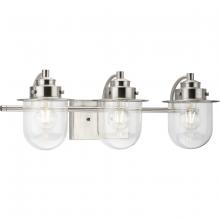 Progress P300436-009 - Northlake Collection Three-Light Brushed Nickel Clear Glass Transitional Bath Light