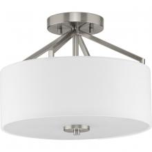 Progress P350239-009 - Goodwin Collection 13 in. Two-Light Brushed Nickel Modern Farmhouse Semi-Flush Mount Convertible