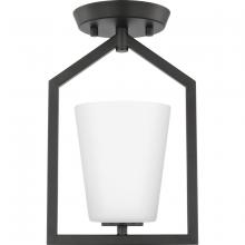 Progress P350259-31M - Vertex Collection One-Light Matte Black Etched White Contemporary Semi-Flush Mount